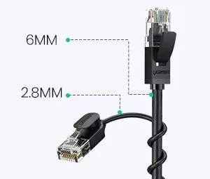 Kabel UGREEN Ethernet patch kabel RJ45 Cat 6A UTP 1000Mbps 1 m černý (70332)