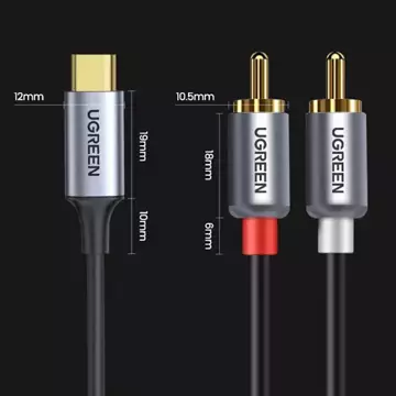 Kabel UGREEN audio audio kabel USB typu C (samec) - 2RCA (samec) 1,5 m šedý (20193 CM451)