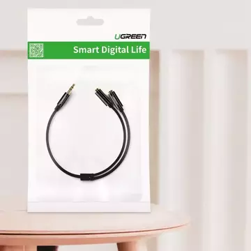 Kabel UGREEN kabelový rozbočovač sluchátek 3,5 mm mini jack AUX 25 cm černý (20816)