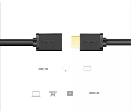 Kabel UGREEN prodlužovací kabel HDMI (samice) - HDMI (samec) 19 pin 1.4v 4K 60Hz 30AWG 2m černý (10142)