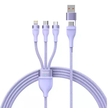 Kabel USB 3w1 Baseus Flash Series 2, USB-C micro USB Lightning, 100 W, 1,2 m (fioletowy)