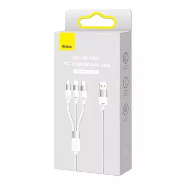 Kabel USB 3w1 Baseus StarSpeed, USB-C micro USB Lightning, 3,5A, 1,2m (biały)