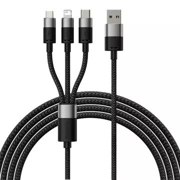 Kabel USB 3w1 Baseus StarSpeed, USB-C micro USB Lightning, 3,5A, 1,2m (černý)