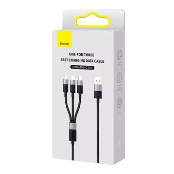 Kabel USB 3w1 Baseus StarSpeed, USB-C micro USB Lightning, 3,5A, 1,2m (černý)