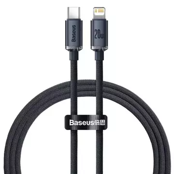 Kabel USB-C do Lightning Baseus Crystal, 20W, PD, 1,2m (černý)