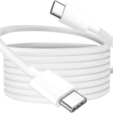 Kabel USB-C typu C Silný rychlý 60W PD 1M pro iPhone 15 Alogy nylonový kabel bílý