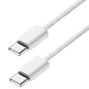 Kabel USB-C typu C Silný rychlý 60W PD 1M pro iPhone 15 Alogy nylonový kabel bílý