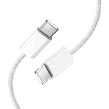 Kabel USB-C typu C Silný rychlý 60W PD 1M pro iPhone 15 Alogy nylonový kabel bílý