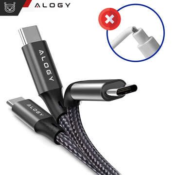 Kabel USB-C typu C silný rychlý 60W PD 1M pro iPhone 15/Pro/Max nylonový kabel Alogy Black