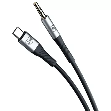 Kabel audio adaptéru USB-C Typ C na Mini Jack 3,5mm kabel 1m 3mk AUX kabel černý a stříbrný