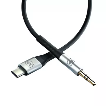 Kabel audio adaptéru USB-C Typ C na Mini Jack 3,5mm kabel 1m 3mk AUX kabel černý a stříbrný