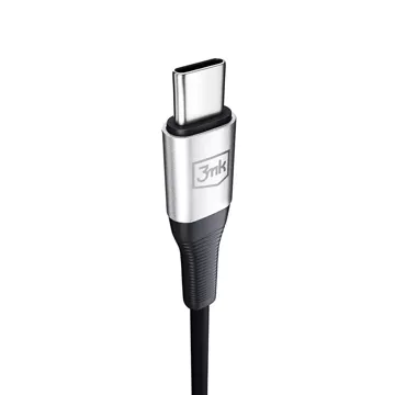 Kabel audio adaptéru USB-C Typ C na Mini Jack 3,5mm kabel 1m 3mk AUX kabel černý a stříbrný