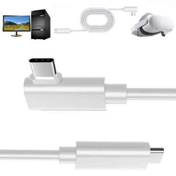 Kabel pro VR brýle Alogy USB-C Typ C 5m kabel pro Oculus Link Quest 1 2 Bílá Spona na kabel