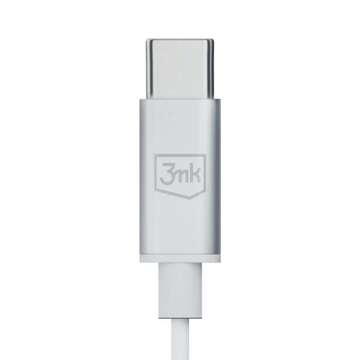 Kabelová sluchátka 3MK USB-C sluchátka do uší bílá/bílá USB-C