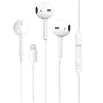 Kabelová sluchátka Ear Pods Lightning pro Apple iPhone iPad iPod do uší Bílá