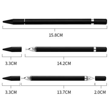 Kapacitní dotykový stylus Alogy 2 v 1 pro obrazovku telefonu a tabletu s perem Černá