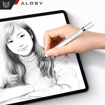 Kapacitní dotykový stylus Alogy 2 v 1 pro obrazovku telefonu tablet s perem Bílá