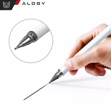 Kapacitní dotykový stylus Alogy 2 v 1 pro obrazovku telefonu tablet s perem Bílá