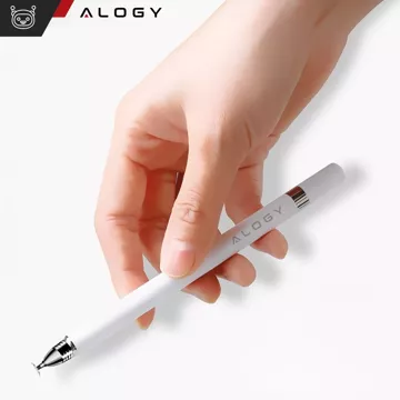 Kapacitní dotykový stylus Alogy 2 v 1 pro obrazovku telefonu tablet s perem Bílá