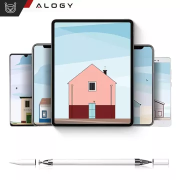 Kapacitní dotykový stylus Alogy 2 v 1 pro obrazovku telefonu tablet s perem Bílá