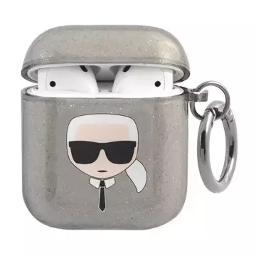 Karl Lagerfeld KLA2UKHGK kryt AirPods černý/černý Glitter Karl`s Head