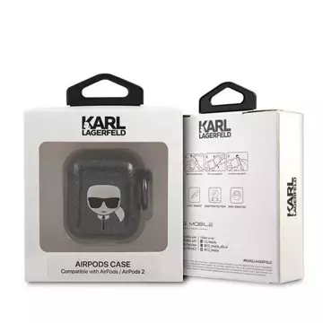 Karl Lagerfeld KLA2UKHGK kryt AirPods černý/černý Glitter Karl`s Head