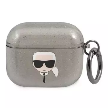 Karl Lagerfeld KLA3UKHGK kryt AirPods 3 černý/černý Glitter Karl`s Head