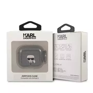 Karl Lagerfeld KLA3UKHGK kryt AirPods 3 černý/černý Glitter Karl`s Head