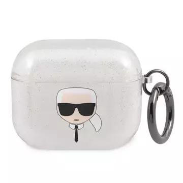 Karl Lagerfeld KLA3UKHGS kryt AirPods 3 srebrny/stříbrný Glitter Karl`s Head