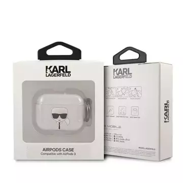 Karl Lagerfeld KLA3UKHGS kryt AirPods 3 srebrny/stříbrný Glitter Karl`s Head