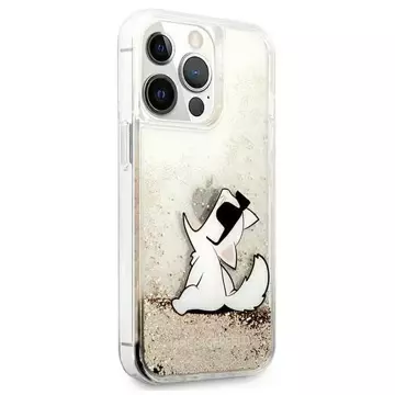 Karl Lagerfeld KLHCP13LGCFD ochranný obal na telefon pro Apple iPhone 13 Pro / 13 6,1" zlatý/zlatý pevný obal Liquid Glitter Choupette Fun