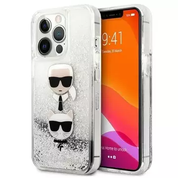 Karl Lagerfeld KLHCP13LKICGLS ochranný obal na telefon pro Apple iPhone 13 Pro / 13 6,1" stříbrný/stříbrný pevný obal Liquid Glitter Karl