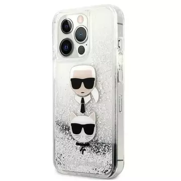 Karl Lagerfeld KLHCP13LKICGLS ochranný obal na telefon pro Apple iPhone 13 Pro / 13 6,1" stříbrný/stříbrný pevný obal Liquid Glitter Karl