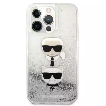 Karl Lagerfeld KLHCP13LKICGLS ochranný obal na telefon pro Apple iPhone 13 Pro / 13 6,1" stříbrný/stříbrný pevný obal Liquid Glitter Karl