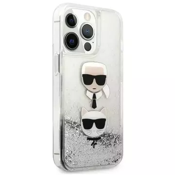 Karl Lagerfeld KLHCP13LKICGLS ochranný obal na telefon pro Apple iPhone 13 Pro / 13 6,1" stříbrný/stříbrný pevný obal Liquid Glitter Karl