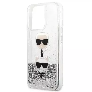 Karl Lagerfeld KLHCP13LKICGLS ochranný obal na telefon pro Apple iPhone 13 Pro / 13 6,1" stříbrný/stříbrný pevný obal Liquid Glitter Karl