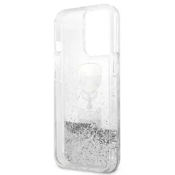 Karl Lagerfeld KLHCP13LKICGLS ochranný obal na telefon pro Apple iPhone 13 Pro / 13 6,1" stříbrný/stříbrný pevný obal Liquid Glitter Karl