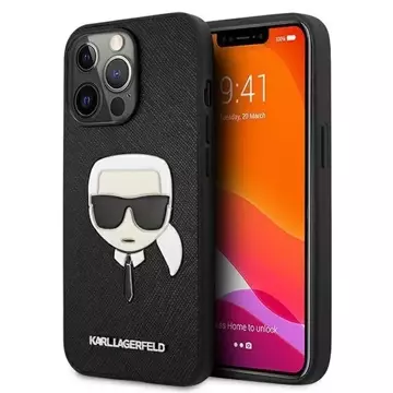 Karl Lagerfeld KLHCP13LSAKHBK iPhone 13 Pro / 13 6,1" černý/černý pevný obal Saffiano Ikonik Karl`s Head