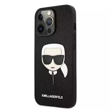 Karl Lagerfeld KLHCP13LSAKHBK iPhone 13 Pro / 13 6,1" černý/černý pevný obal Saffiano Ikonik Karl`s Head