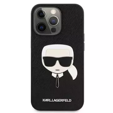 Karl Lagerfeld KLHCP13LSAKHBK iPhone 13 Pro / 13 6,1" černý/černý pevný obal Saffiano Ikonik Karl`s Head