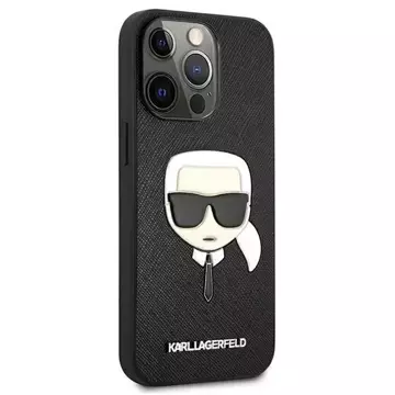 Karl Lagerfeld KLHCP13LSAKHBK iPhone 13 Pro / 13 6,1" černý/černý pevný obal Saffiano Ikonik Karl`s Head