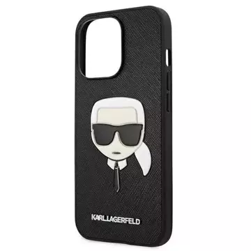 Karl Lagerfeld KLHCP13LSAKHBK iPhone 13 Pro / 13 6,1" černý/černý pevný obal Saffiano Ikonik Karl`s Head