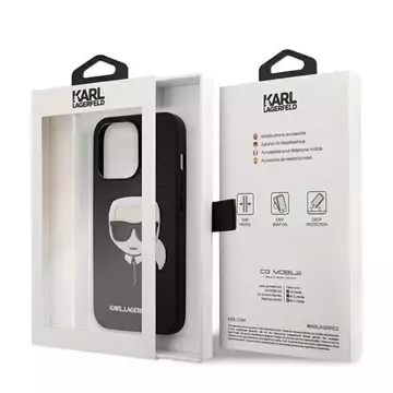 Karl Lagerfeld KLHCP13LSAKHBK iPhone 13 Pro / 13 6,1" černý/černý pevný obal Saffiano Ikonik Karl`s Head