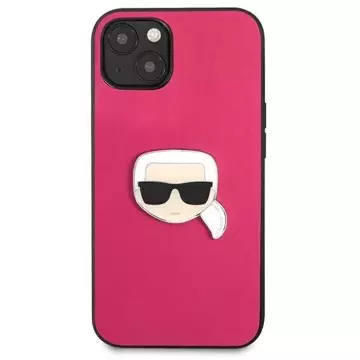 Karl Lagerfeld KLHCP13SPKMP iPhone 13 mini 5,4" różowy/růžový pevný obal Kožený Ikonik Karl`s Head Metal