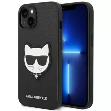 Karl Lagerfeld KLHCP14SSAPCHK ochranný obal na telefon pro Apple iPhone 14 6,1" hardcase black/black Saffiano Choupette Head Patch