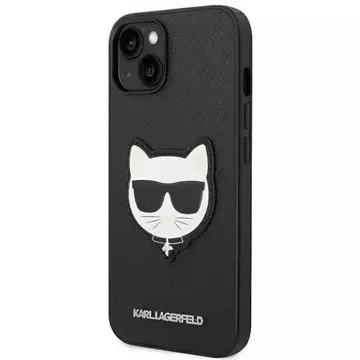 Karl Lagerfeld KLHCP14SSAPCHK ochranný obal na telefon pro Apple iPhone 14 6,1" hardcase black/black Saffiano Choupette Head Patch