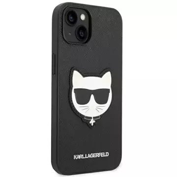 Karl Lagerfeld KLHCP14SSAPCHK ochranný obal na telefon pro Apple iPhone 14 6,1" hardcase black/black Saffiano Choupette Head Patch