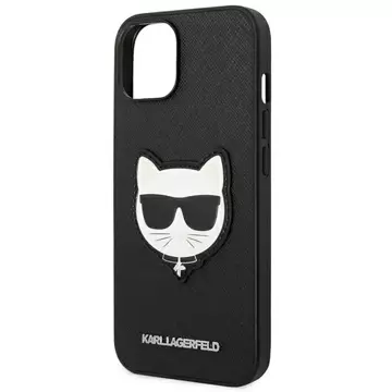 Karl Lagerfeld KLHCP14SSAPCHK ochranný obal na telefon pro Apple iPhone 14 6,1" hardcase black/black Saffiano Choupette Head Patch