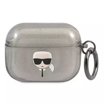 Karl Lagerfeld Kryt KLAPUKHGK AirPods Pro černý/černý Glitter Karl`s Head