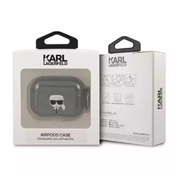 Karl Lagerfeld Kryt KLAPUKHGK AirPods Pro černý/černý Glitter Karl`s Head